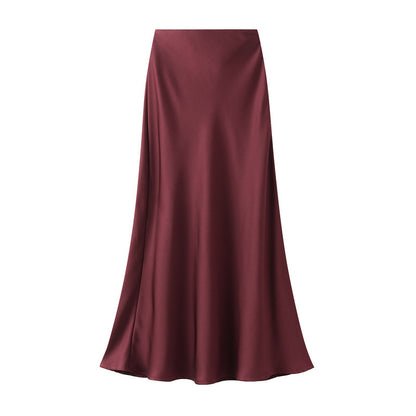 High-grade Draping Silky Satin Skirt For Women