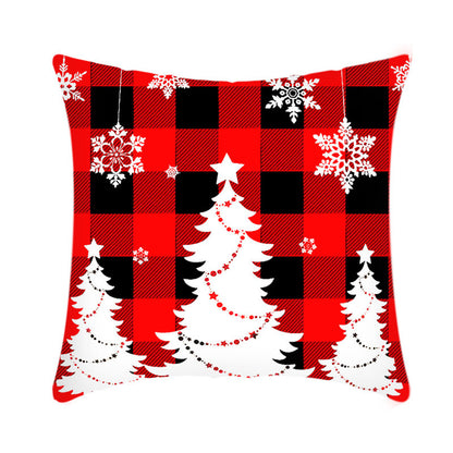 Funda de cojín navideña de 45 cm, diseño de alce y Papá Noel, de felpa corta, para sofá, decoración del hogar, decoración navideña