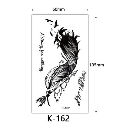 Tattoo Stickers English Letters Flowers Butterfly Sketch Lines Waterproof Tattoo