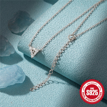 S925 Sterling Silver Personalized Triangle Diamond Short Necklace For Ladies Necklace