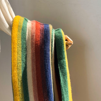 Rainbow Striped Knitted Scarf All-match Shawl