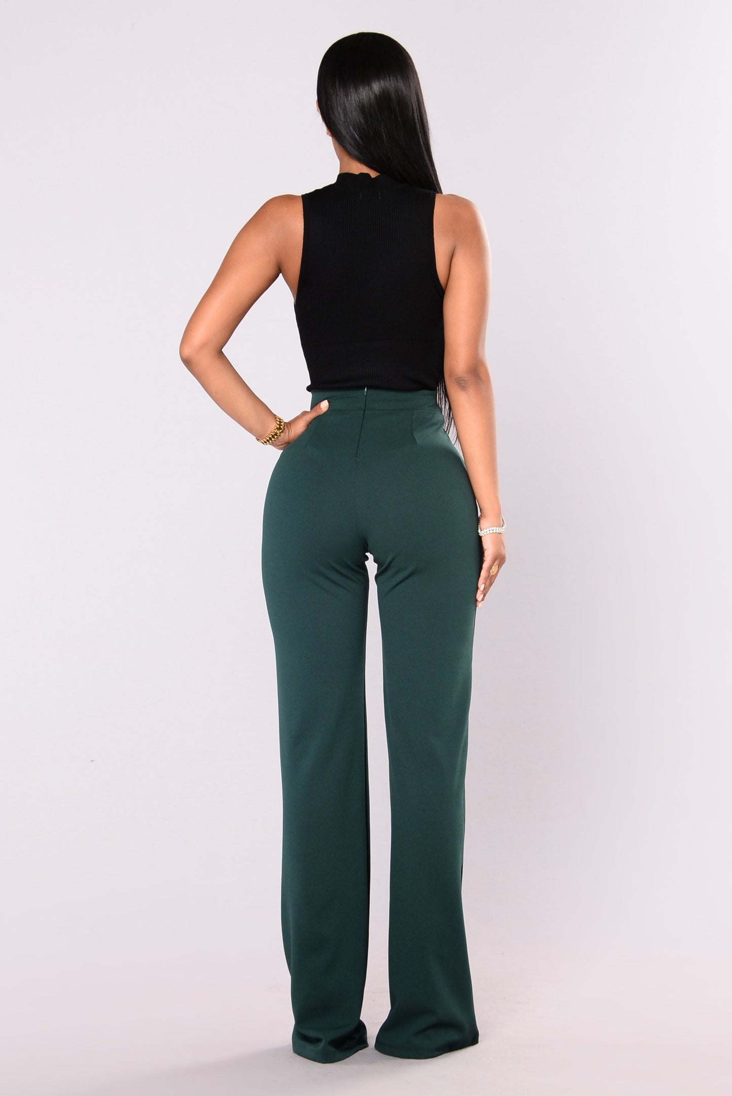 Victoria High Waisted Dress Pants - Hunter Green