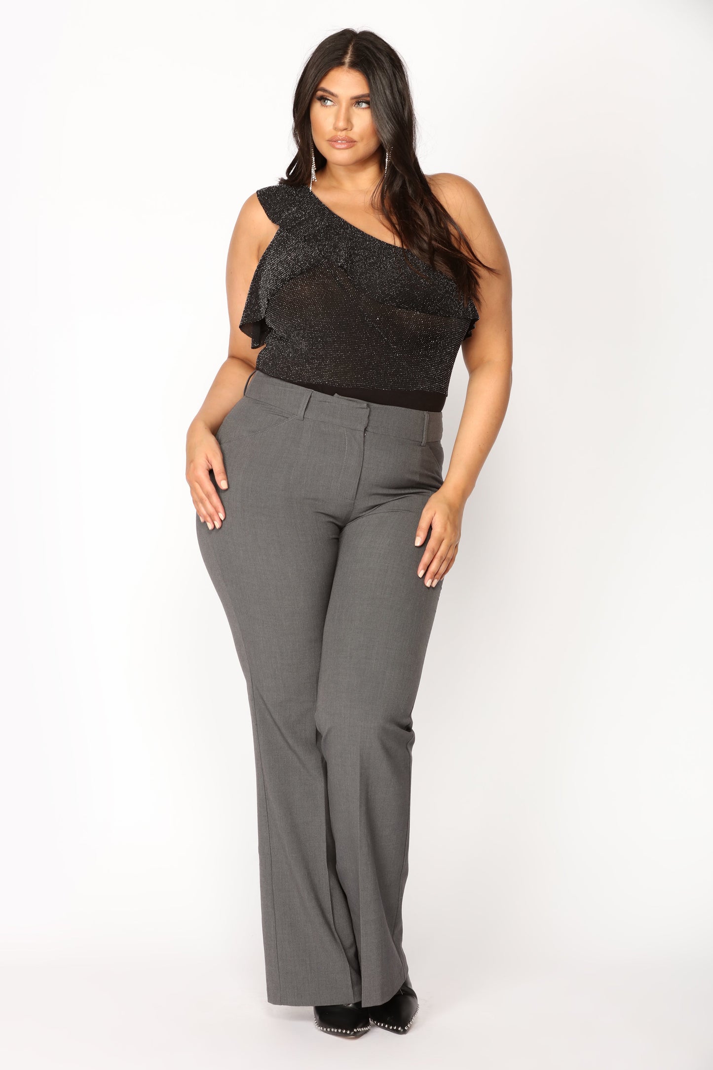 Tasha Dressy High Rise Pants - Charcoal