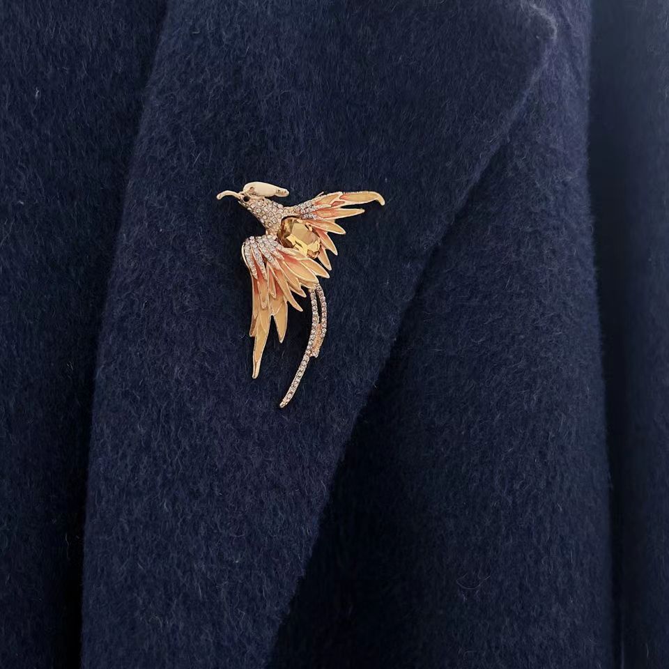 Broche de fénix elegante de alta gama y alta calidad con pintura al óleo a color