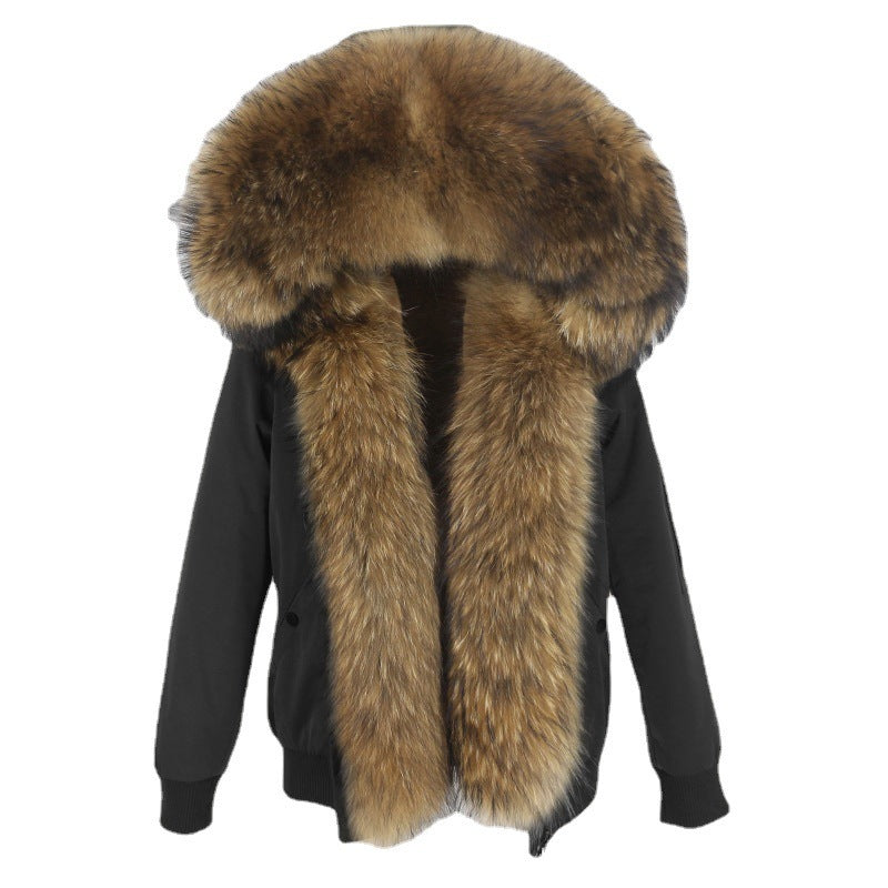 New Parka Thick Raccoon Fur Liner Detachable Jacket