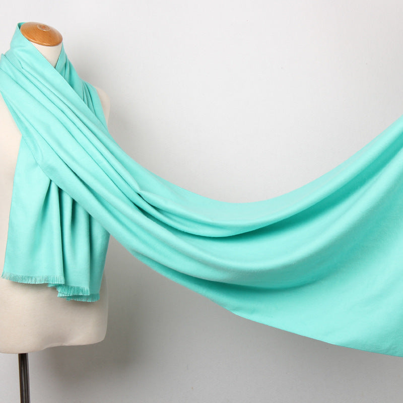 Solid Color Brushed Shawl Tassel Plus Size Thickening Annual Meeting Scarf