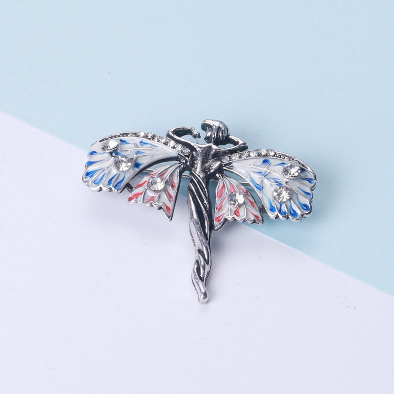 Broche de mariposa doble con goteo de esmalte europeo y americano