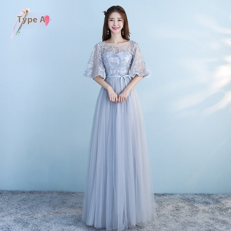 Long Bridesmaid Blue Wedding Dress Girlfriends Party Dress