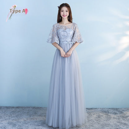 Long Bridesmaid Blue Wedding Dress Girlfriends Party Dress