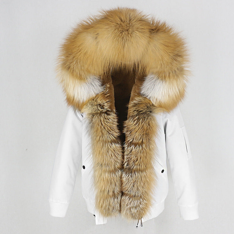 New Parka Thick Raccoon Fur Liner Detachable Jacket