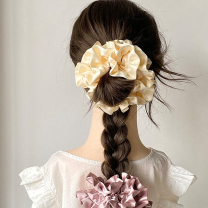 Satin Pleated Headdress Flower Large Full Hydrangea Hair Ring