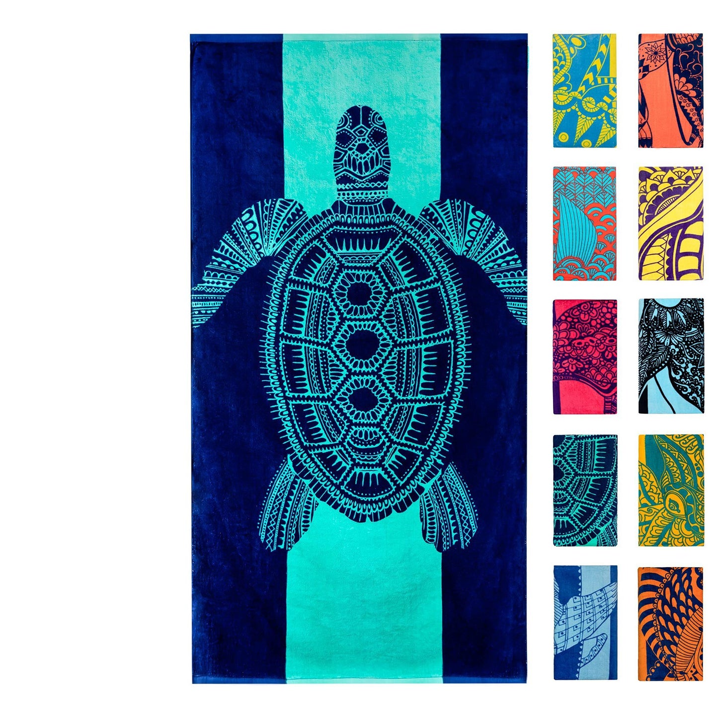 Turtle Pattern Cross-border Hot Sale Marine Life Dolphin Conch Blue Tropical Fish Beach Towel