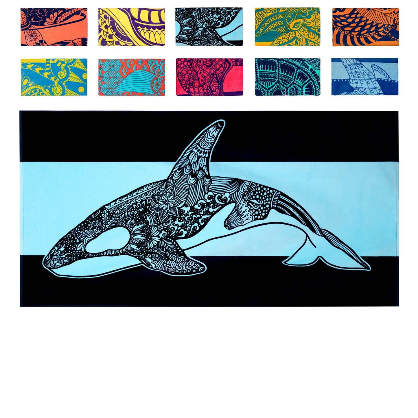 Turtle Pattern Cross-border Hot Sale Marine Life Dolphin Conch Blue Tropical Fish Beach Towel