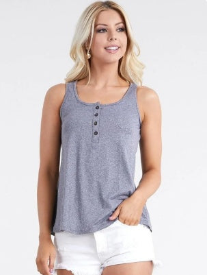 Ninexis Square Neck Half Button Tank