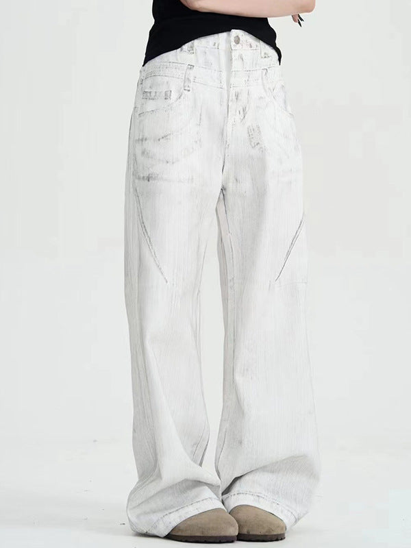 Pantalones blancos sucios Pantalones de traje de trapeador