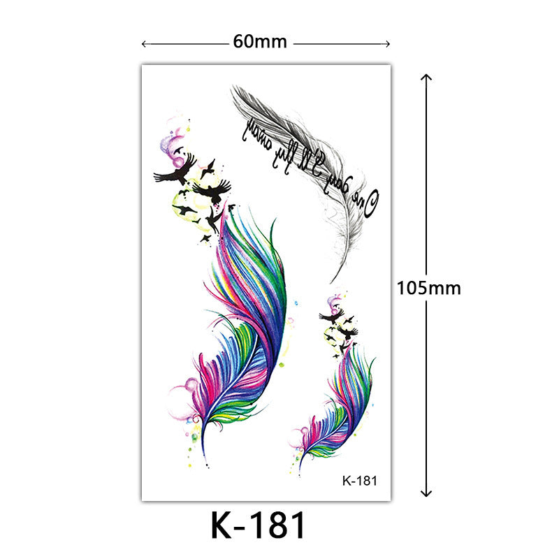 Tattoo Stickers English Letters Flowers Butterfly Sketch Lines Waterproof Tattoo