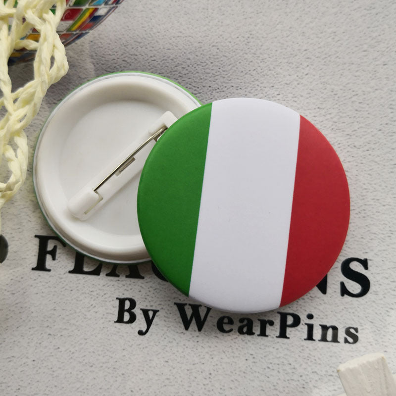 Italy Flag Map Rainbow Button Badge