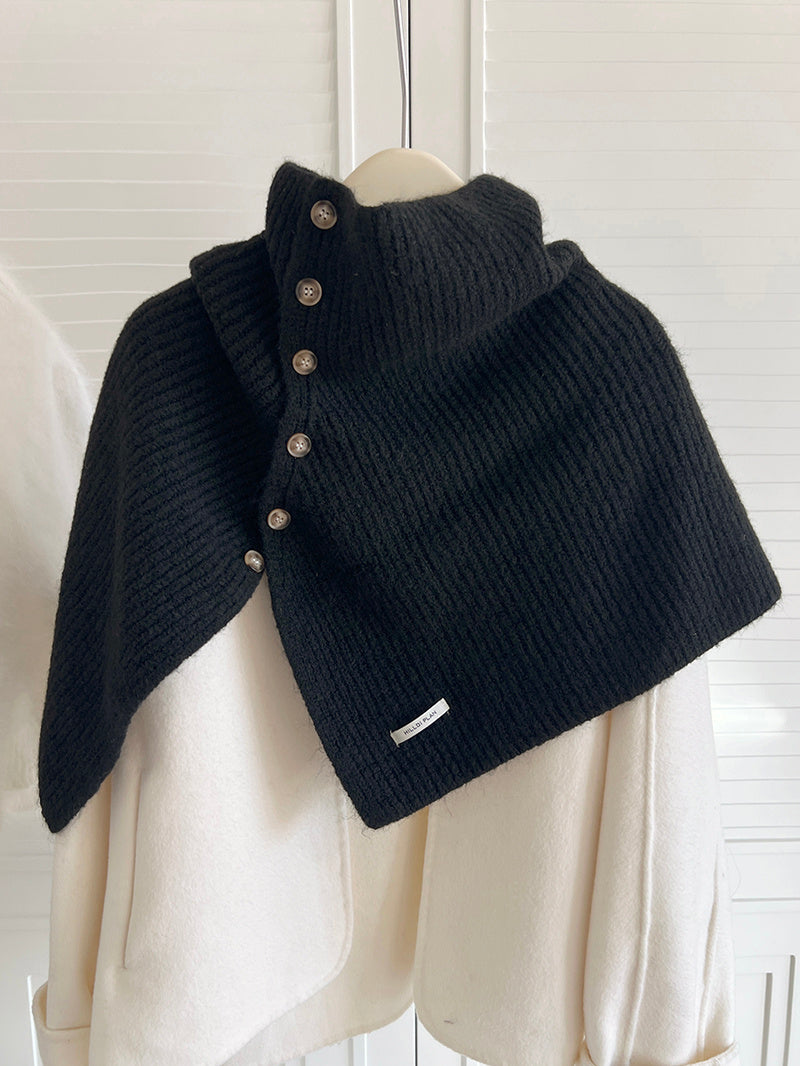 Wool Shawl High Collar Warm Knitted Cape