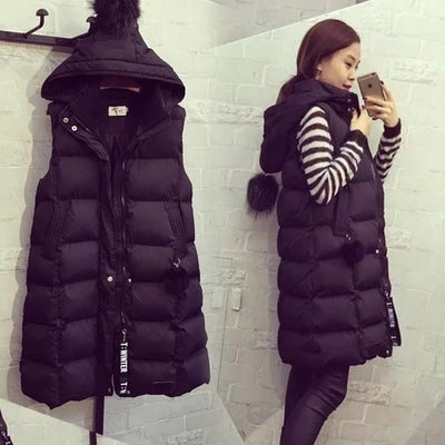 Down Cotton Vest Women's Mid-length Coat