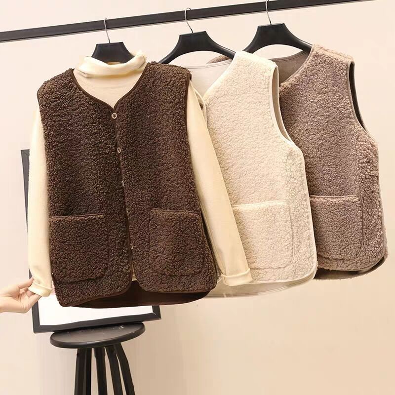 Autumn And Winter Versatile Outerwear Plush Vest