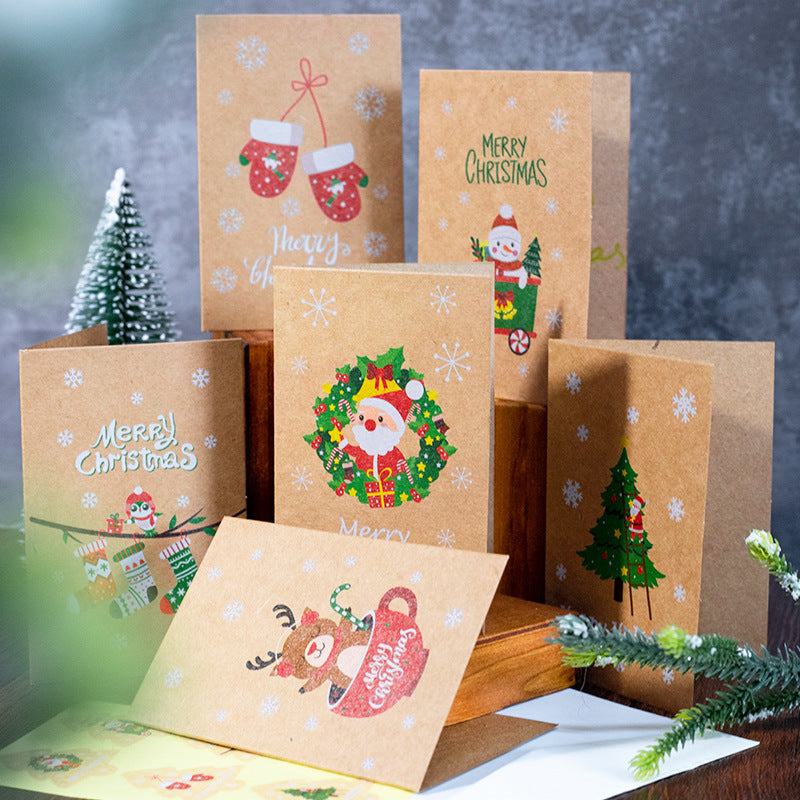 Kraft Paper Christmas Blessing Card Message Card Envelope Sticker