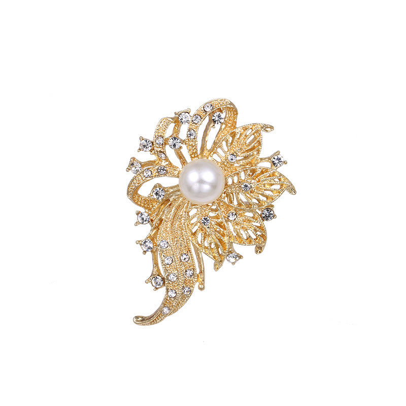 Rhinestone-encrusted Pearl Brooch Anti-exposure Accessories