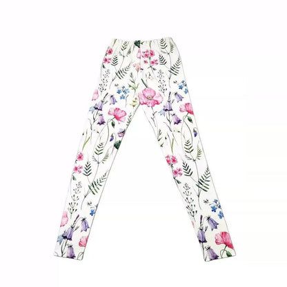 Leggings casuales ajustados con cintura elástica y estampado de flores para levantar la cadera