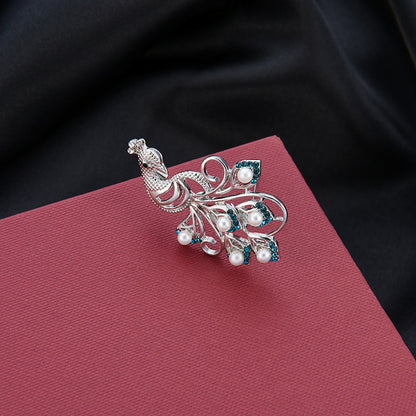 Full Diamond High-grade Peacock Alloy Brooch