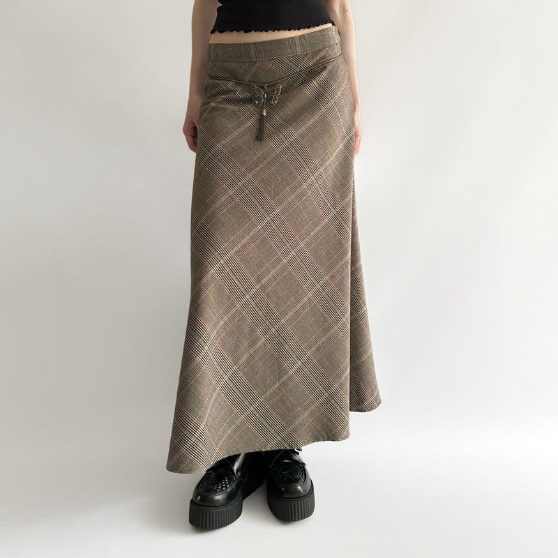 Women's Khaki Plaid Skirt Autumn And Winter