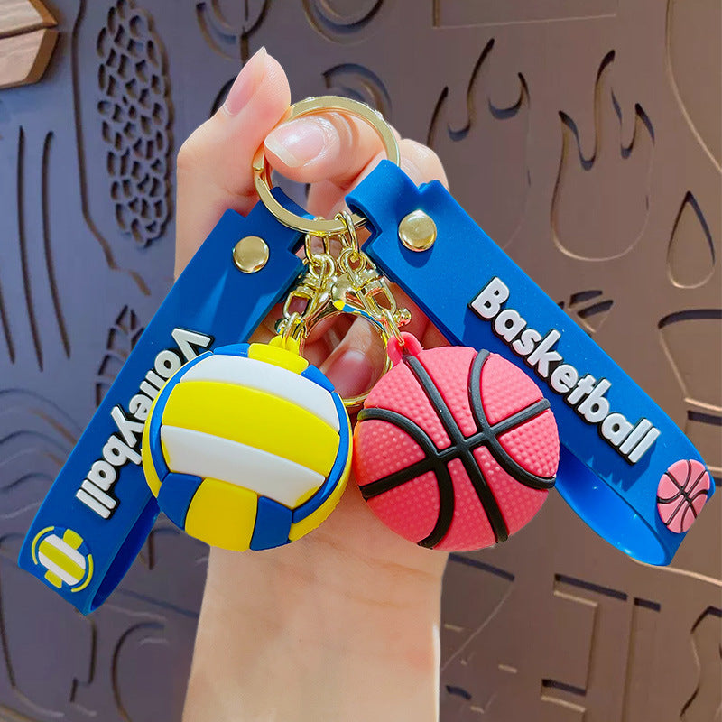 Llavero con colgante de baloncesto de la serie Creative Cartoon Ball, adornos para mochilas escolares para hombres y mujeres