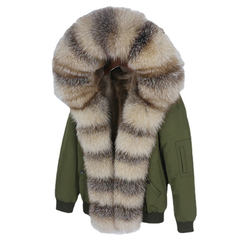 Female Inner Compartment Detachable Large Fur Collar Fur Coat