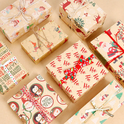 Kraft Paper Creative Gift Box Decorative Paper Santa Claus Snowman Snowflake Wrapping Paper