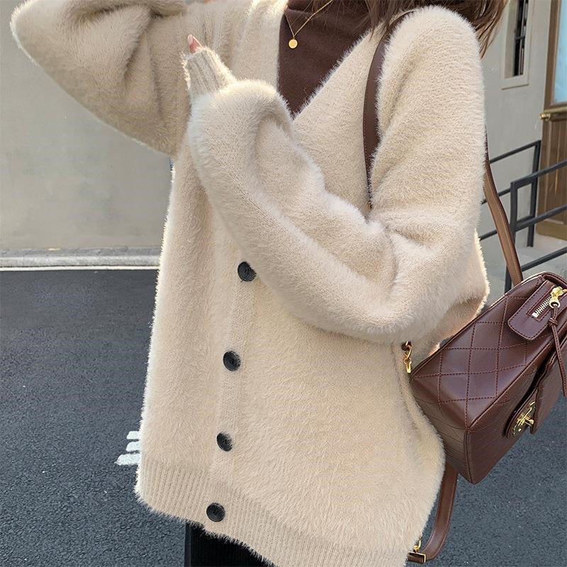 Korean Style Artificial Mink Fur Sweater Coat For Women Autumn And Winter New