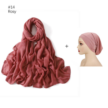 Large Size Scarf Bottoming Hood Same Color Wide Edge Smoke Pipe Cap Combination Set