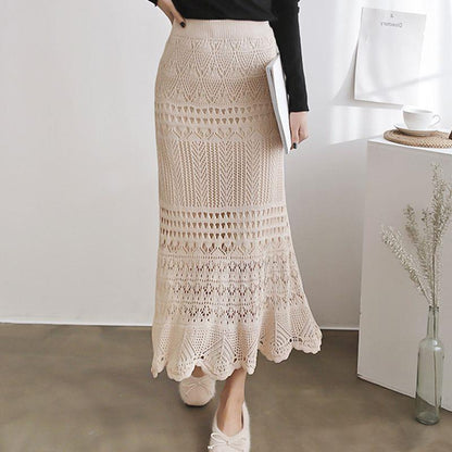 Handmade Hook Lace Cutout Long Fishtail Skirt