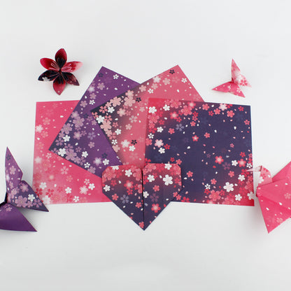 Double-sided Two-color Japanese-style Floral Origami Square Printing Origami