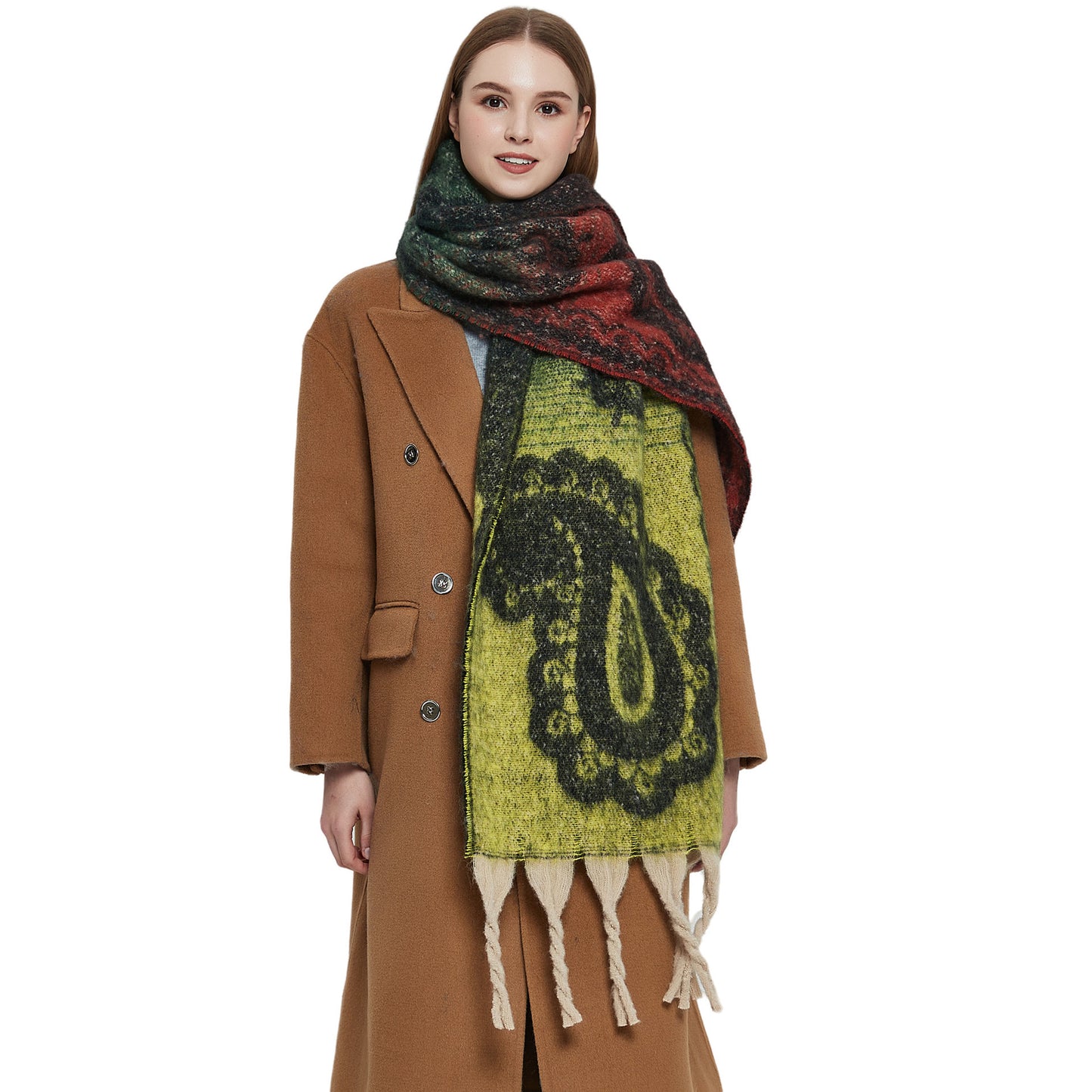 New Thick Tassel Paisley Jacquard Scarf