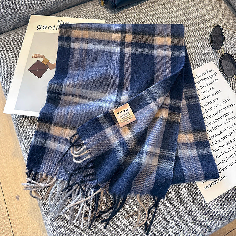 Pure Wool Plaid Scarf British Classic