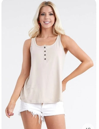 Ninexis Square Neck Half Button Tank