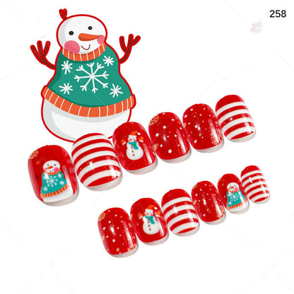 Christmas Cute Children Nails 24 Pieces Wearable