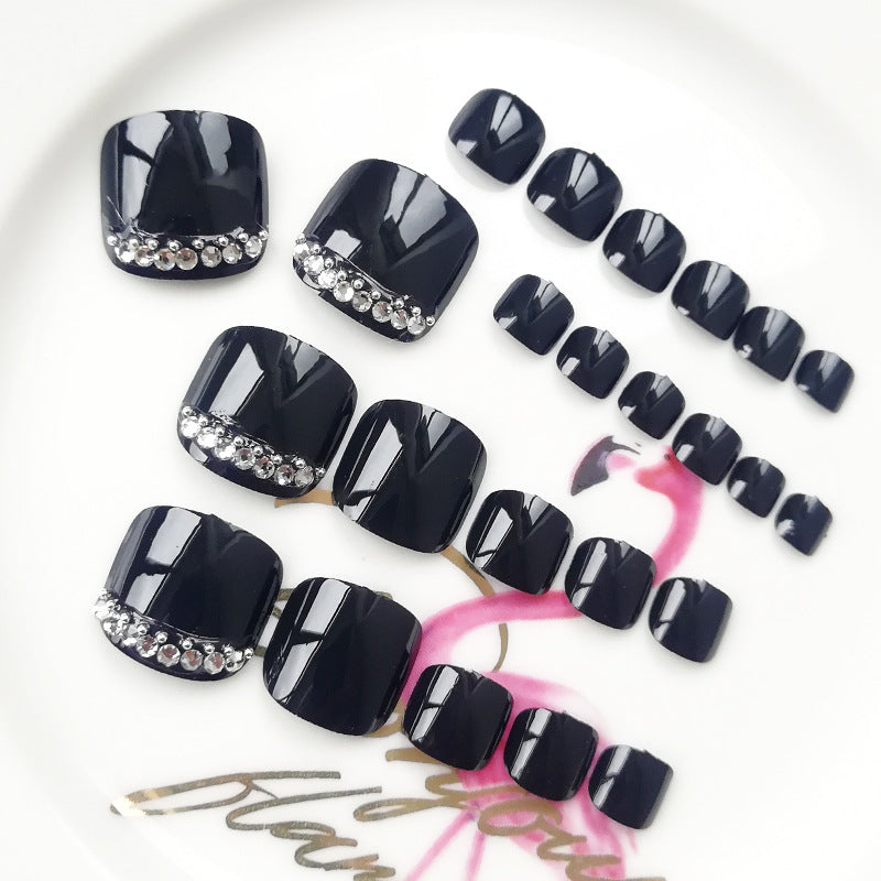 Parche para uñas de los pies con acabado para manicura, diamantes de imitación negros, para uñas de los pies ZD-301