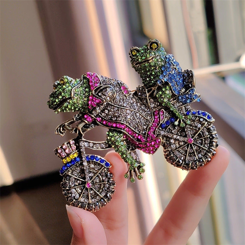 Medieval Ornament Vintage Frog Bicycle Brooch