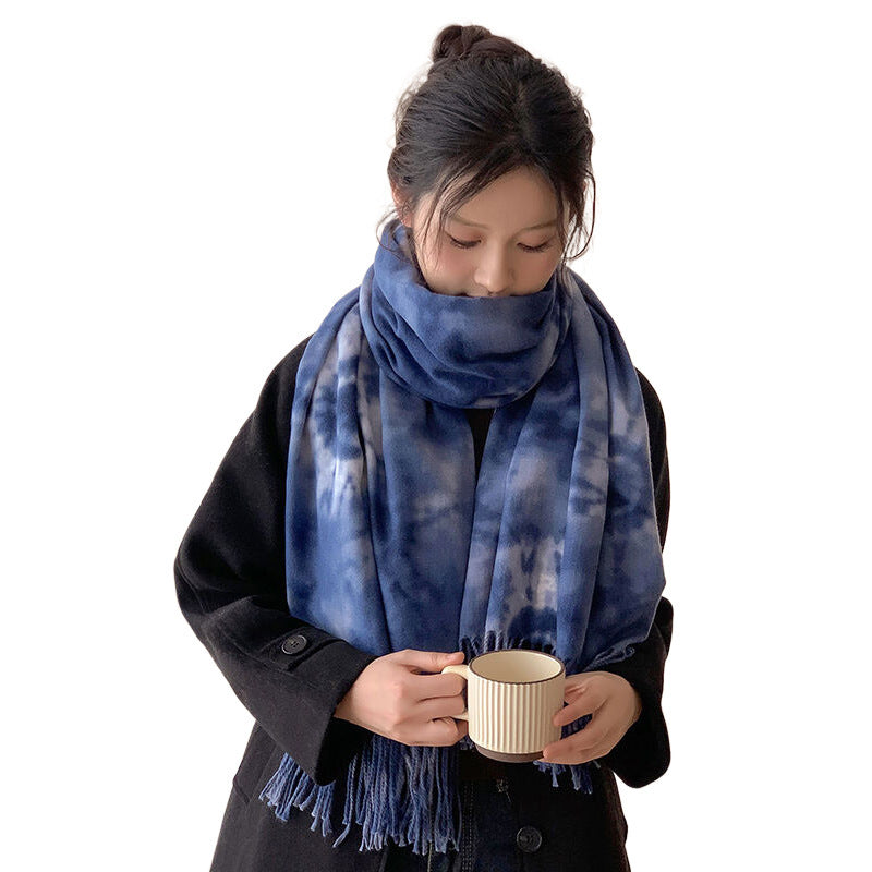 Retro Tie-dye Printing Super Soft Artificial Cashmere Scarf