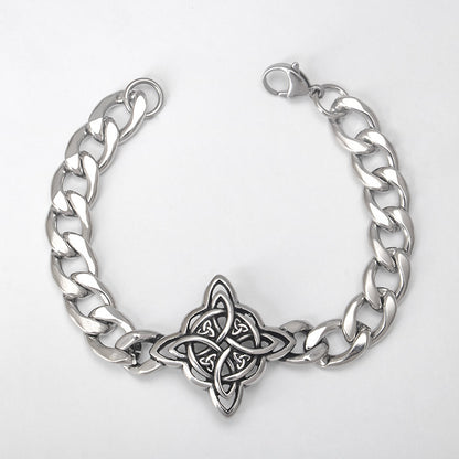 Stainless Steel Street Cool Hip Hop Punk Cool Irish Truelove Knot Titanium Steel Men Cuba Hand Accessory Bracelet