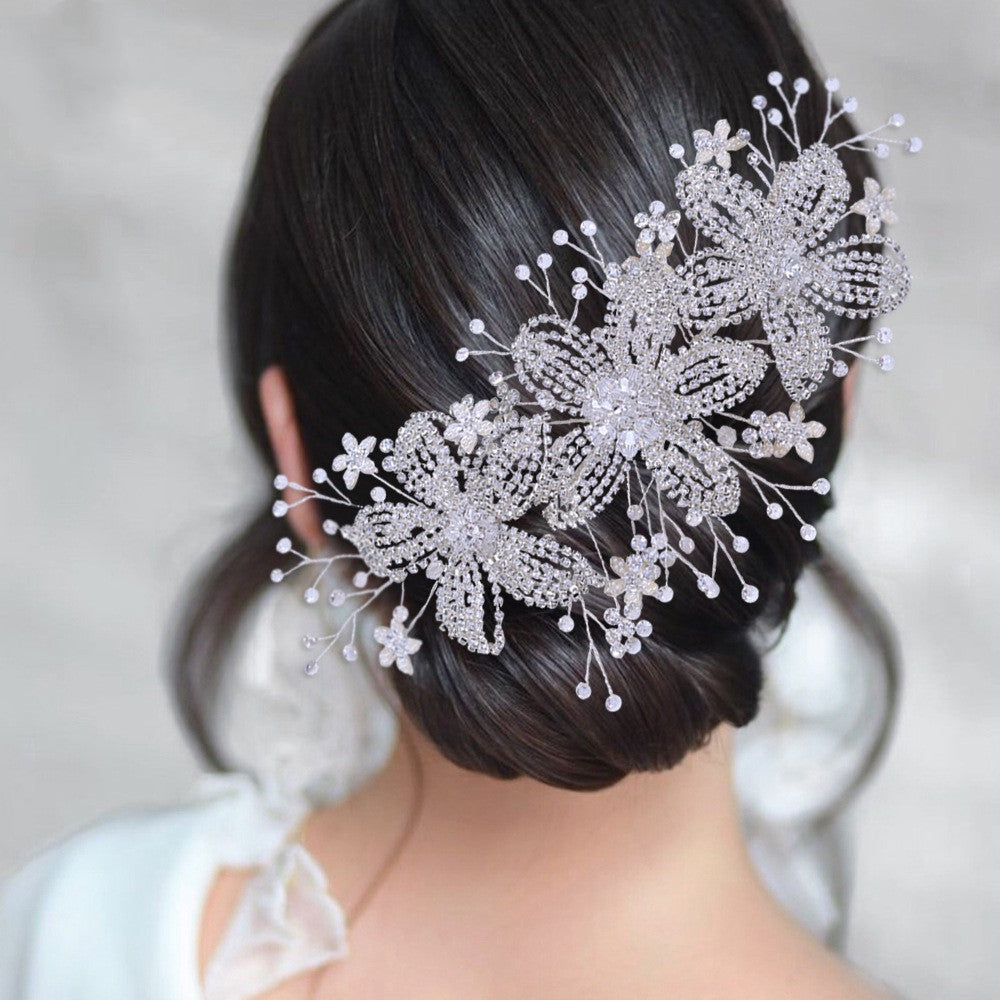 Accesorios para el cabello con diamantes de imitación y flores, banda para el cabello para bodas