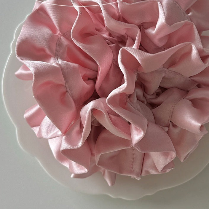 Satin Pleated Headdress Flower Large Full Hydrangea Hair Ring