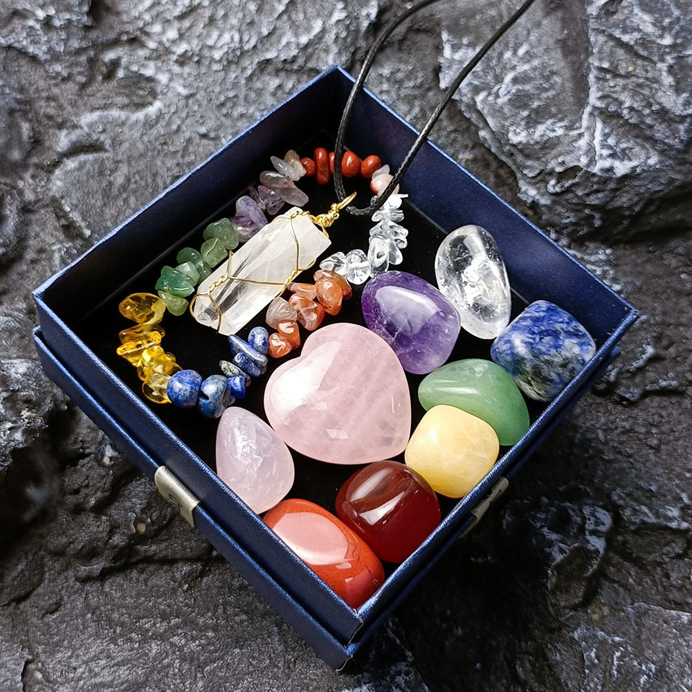 Caja de regalo con juego de piedras naturales irregulares de colores