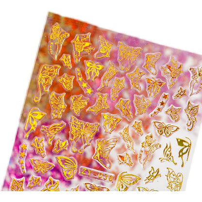 Simulation Thin Butterfly Laser Bronzing Nail Sticker