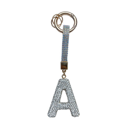 English Letter Keychain Clay Diamond Round Buckle Pendant