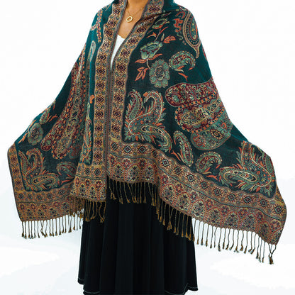 Talma estilo nacional bohemio retro jacquard anacardo